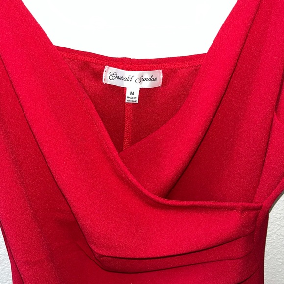 Red Emerald Sundae tulip skirt faux wrap dress - Picture 12 of 13